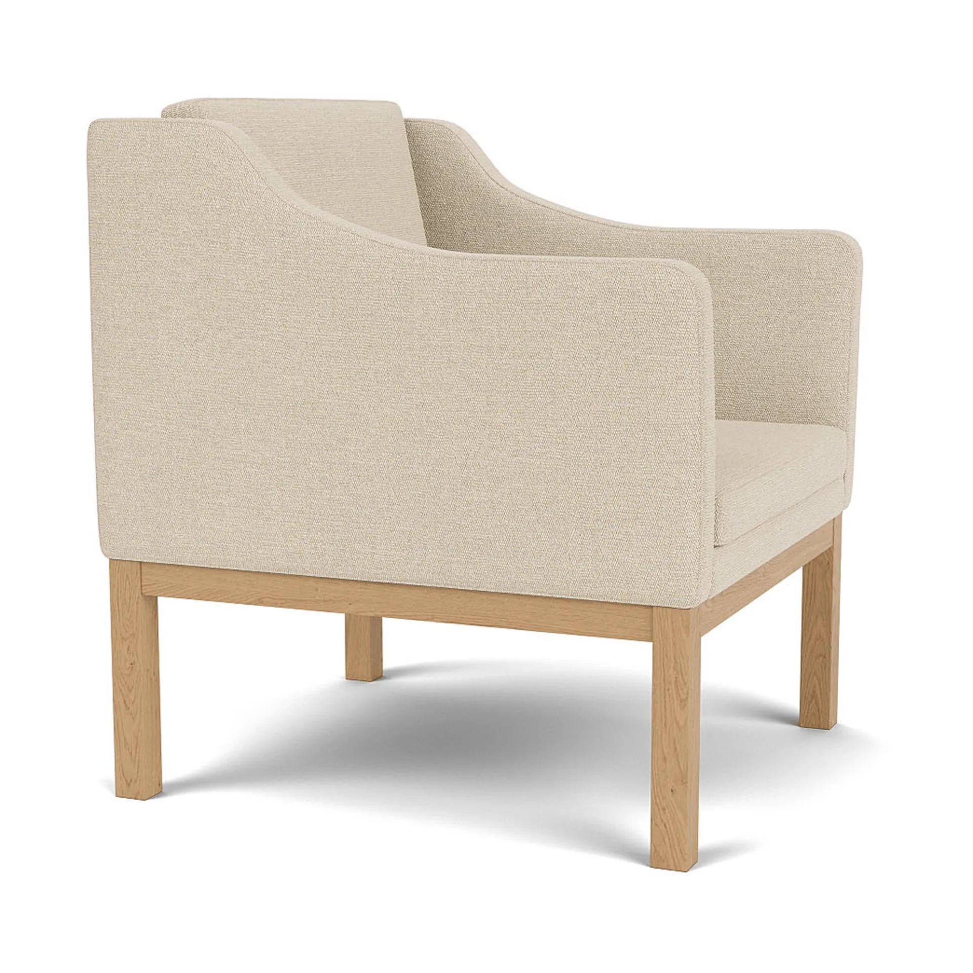 L46 MK155 armchair, Lacquered oak–beige fabric FDB Møbler