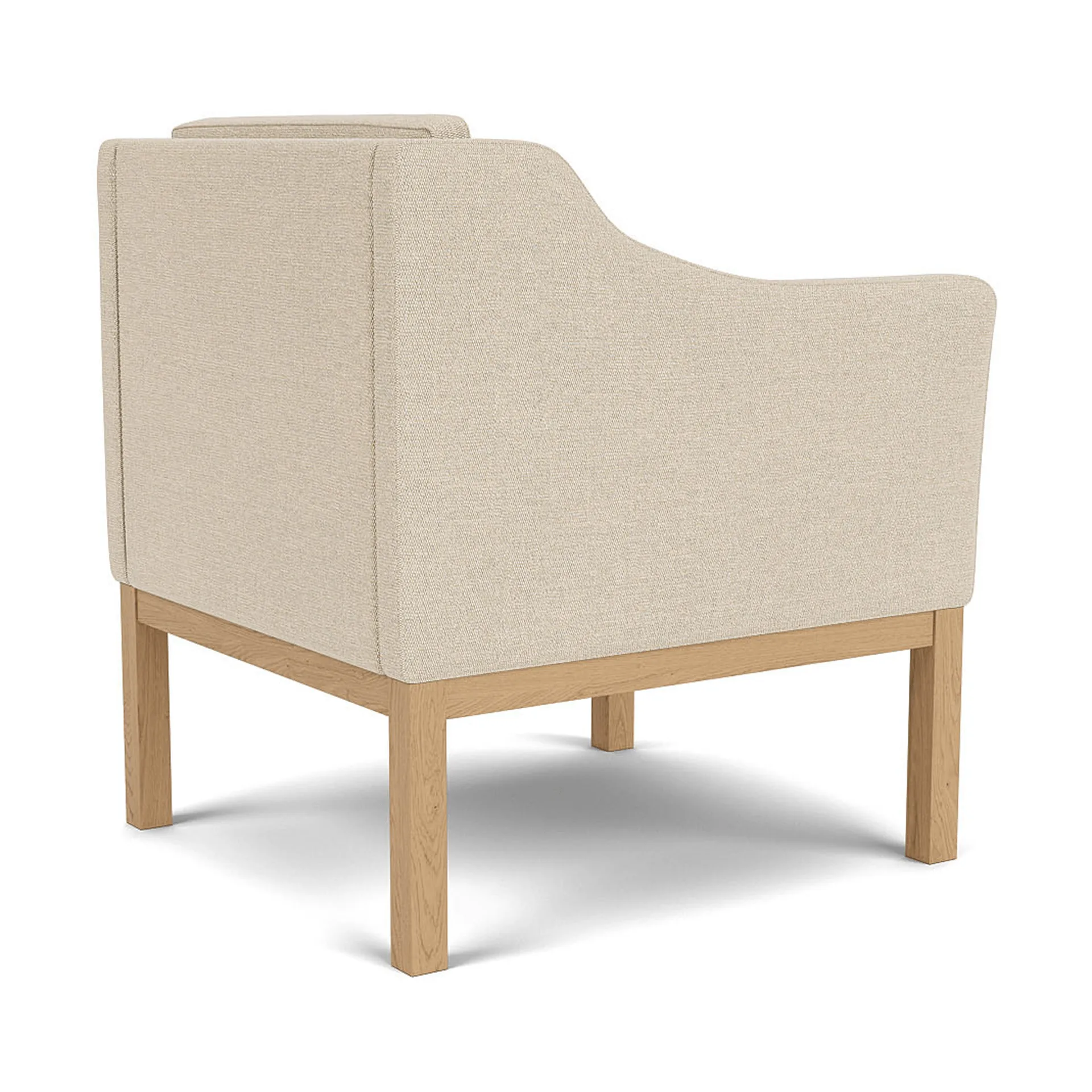 L46 MK155 armchair, Lacquered oak–beige fabric FDB Møbler