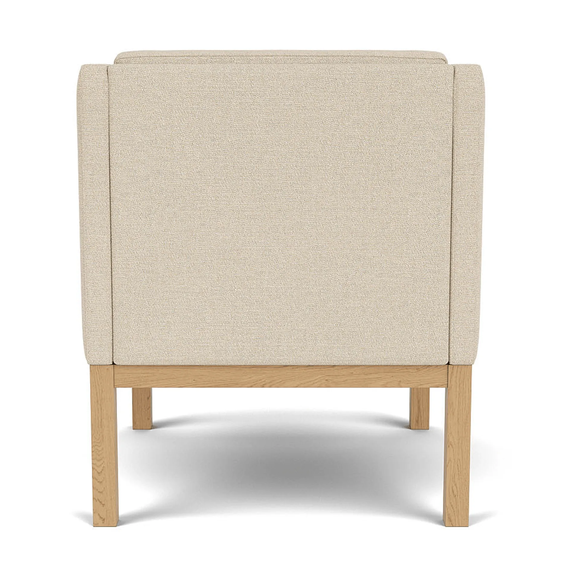 L46 MK155 armchair, Lacquered oak–beige fabric FDB Møbler
