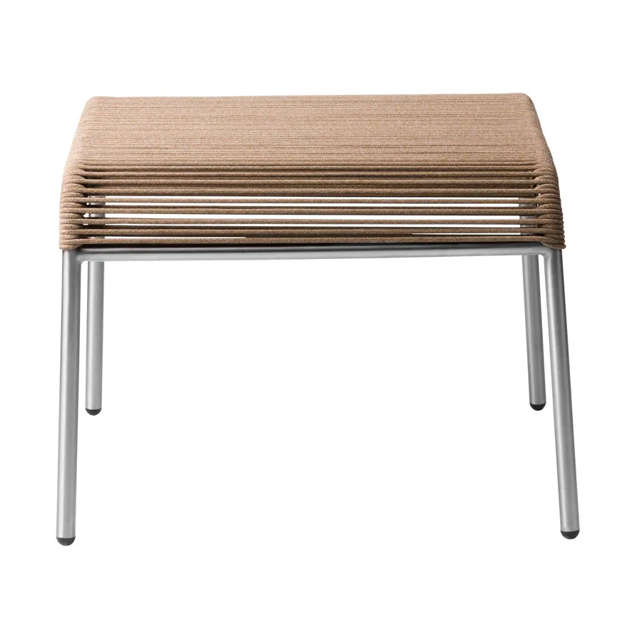 M20S Teglgaard Cord Footrest Ottoman, Brown mixed-stainless steel FDB Møbler