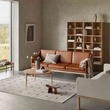 MK46 Mogens Koch 3-seater sofa - Lacquered oak-black leather - FDB Møbler