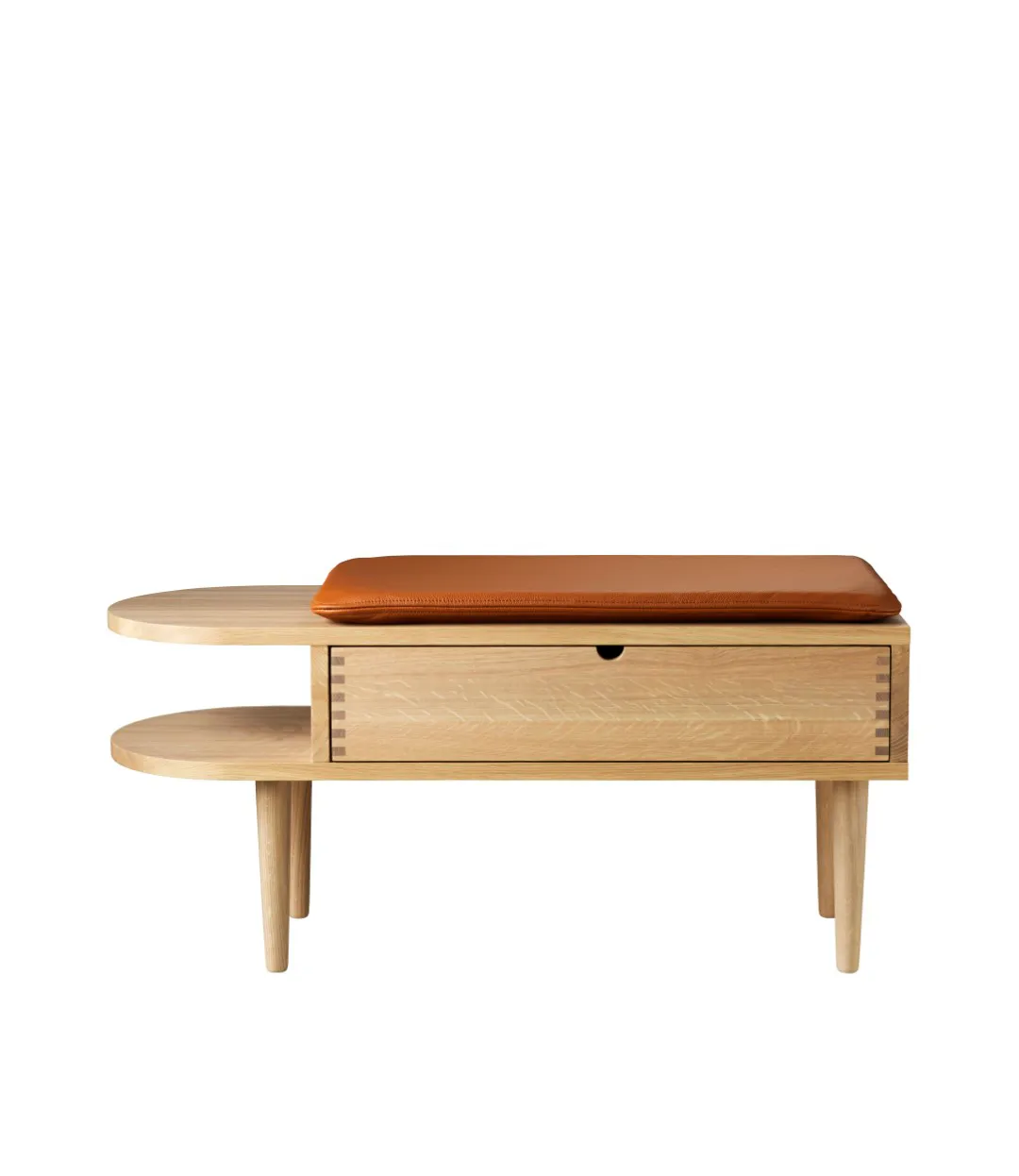 R6 Radius seat cushion 33x65 cm, Cognac leather FDB Møbler