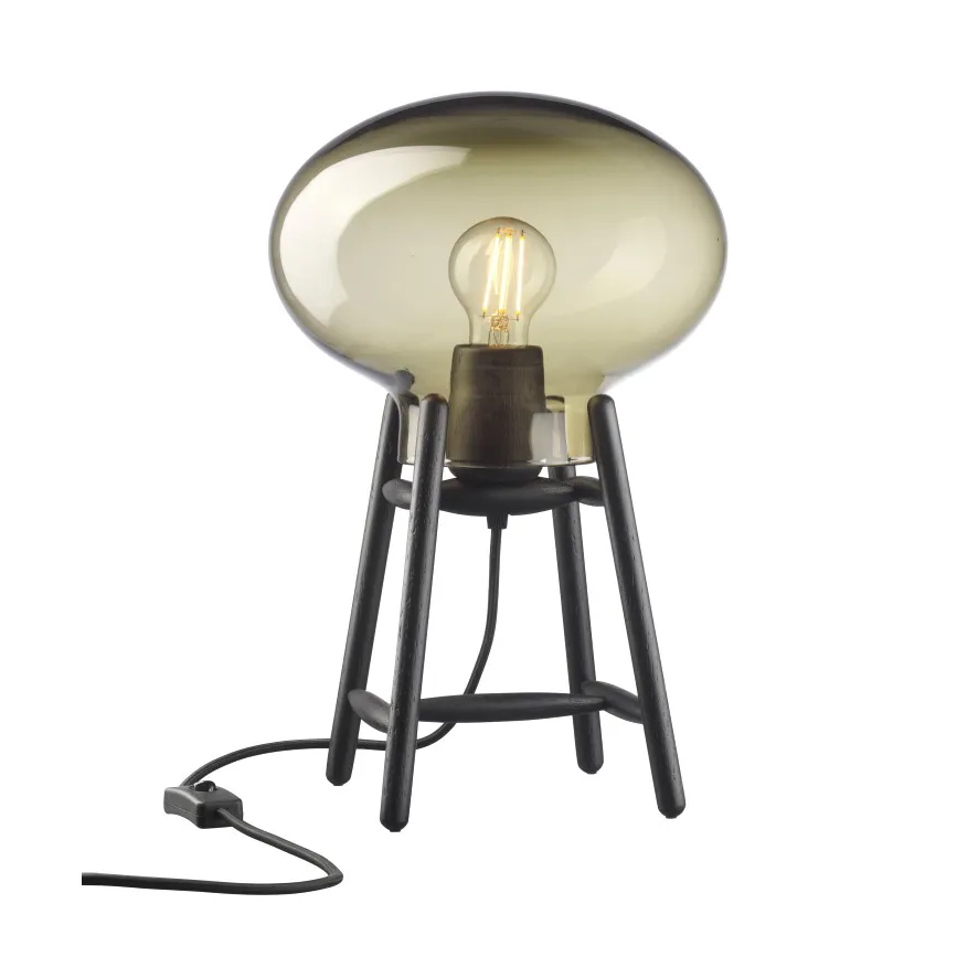 U4 Hiti table lamp, Smoked glass-oak black painted FDB Møbler