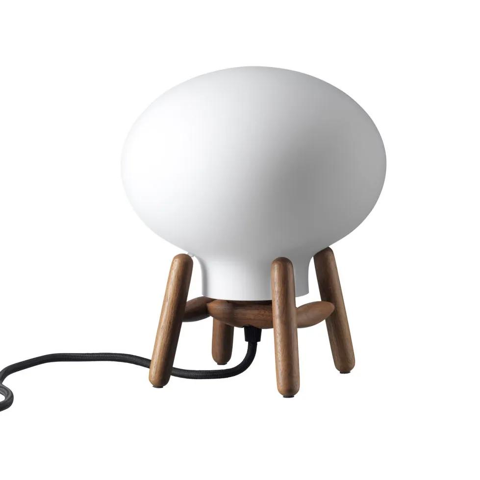 U6 Hiti Mini table lamp, Opal glass-walnut nature lacquered FDB Møbler