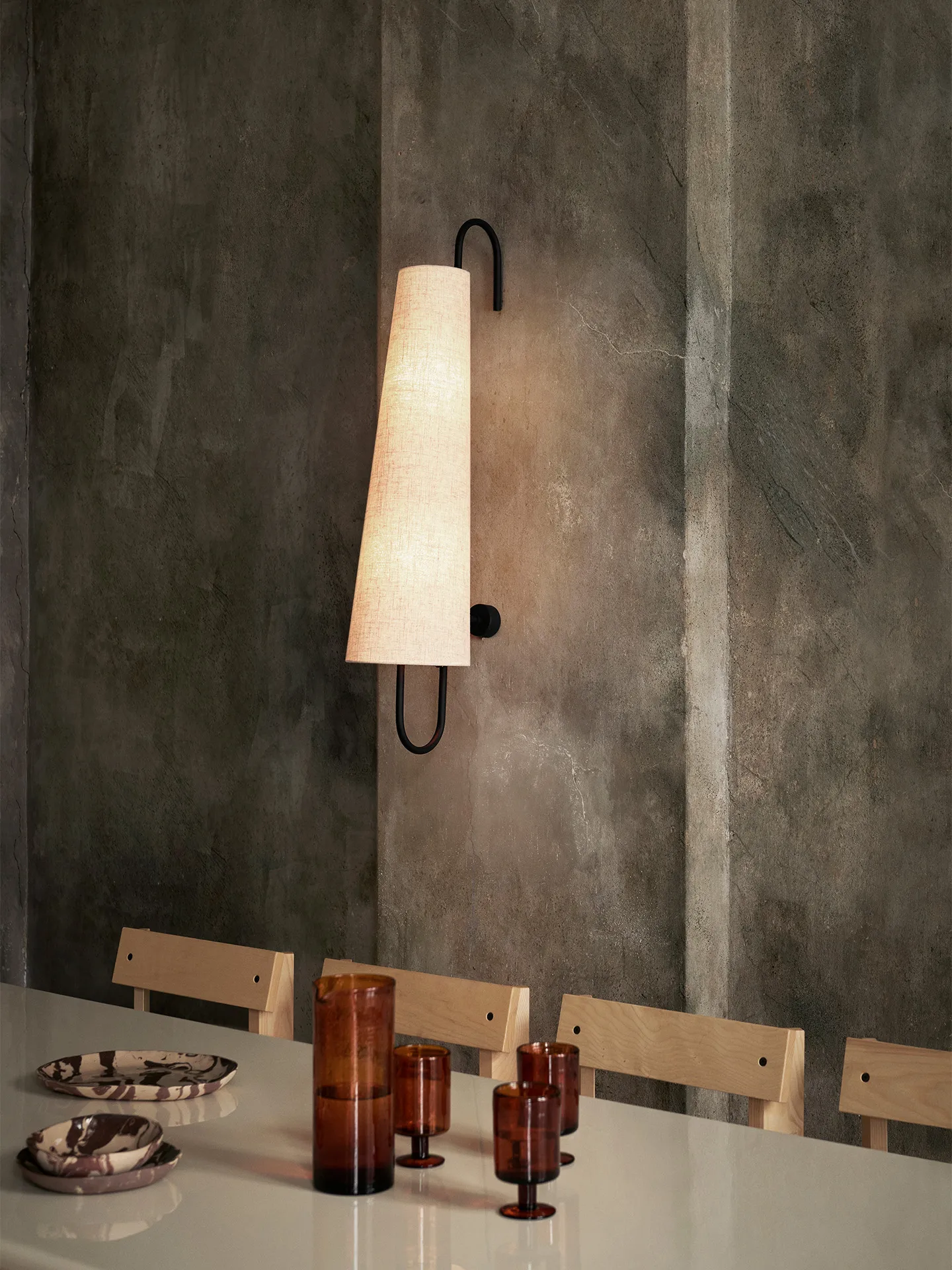Ancora wall lamp, Black-Natural Ferm Living