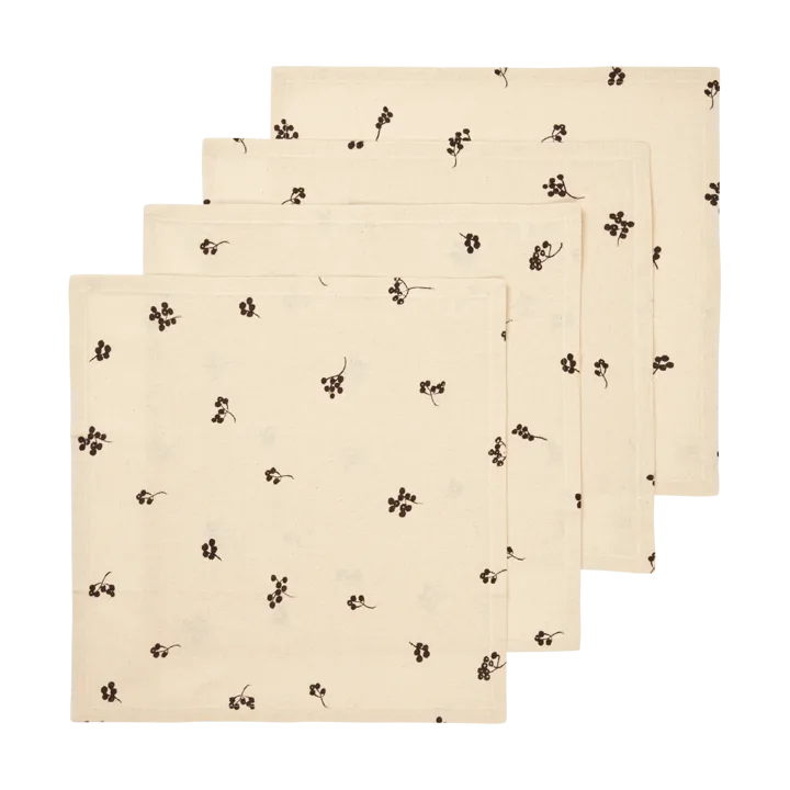 Baies cotton napkin 40x40 cm 4-pack - Natural-dark chocolate - Ferm Living