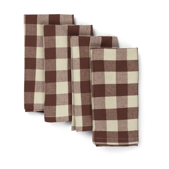Bothy Check cotton napkin 40x40 cm 4-pack - Cinnamon-grey green - Ferm Living
