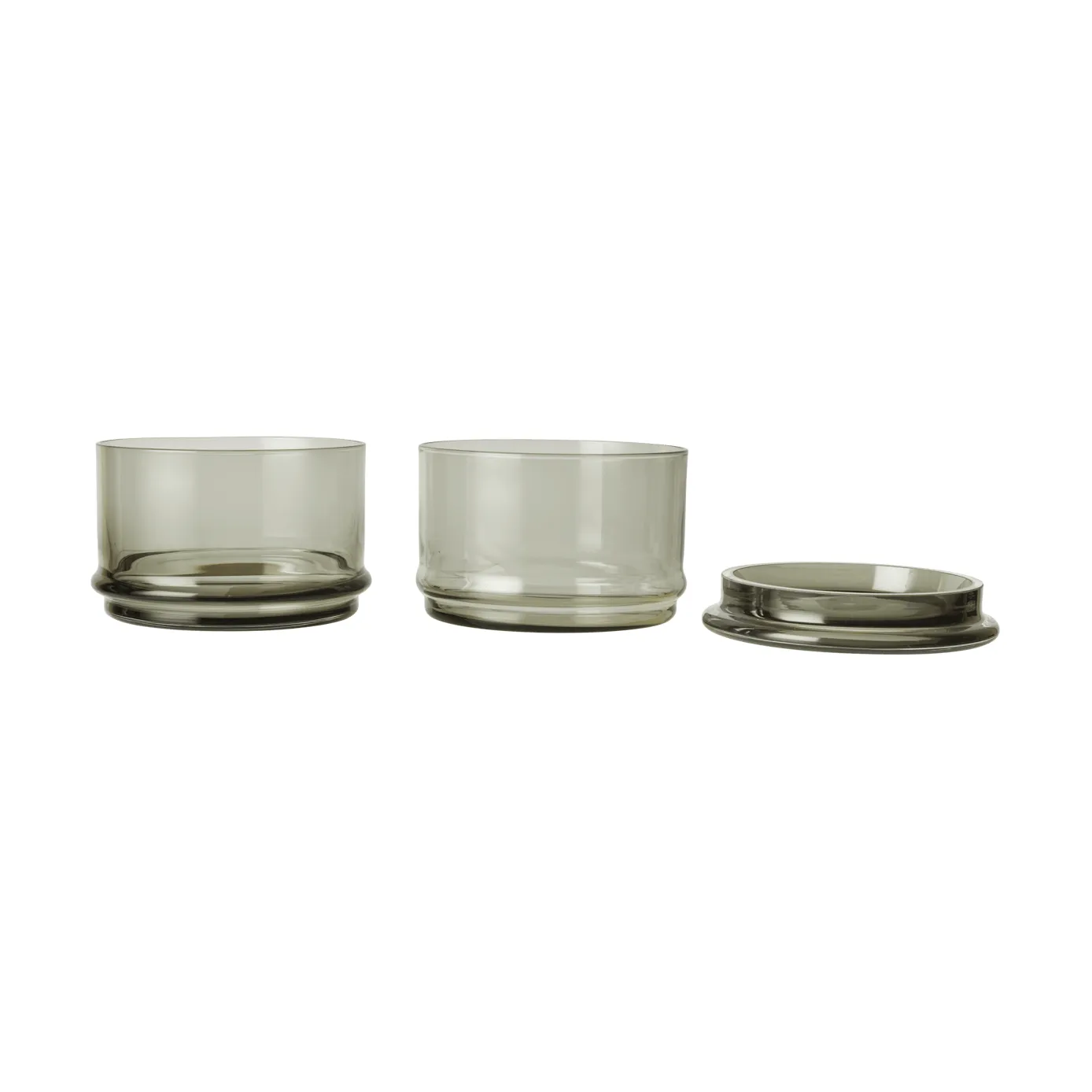 Boya stackable jars, 2 parts, smoked grey Ferm Living