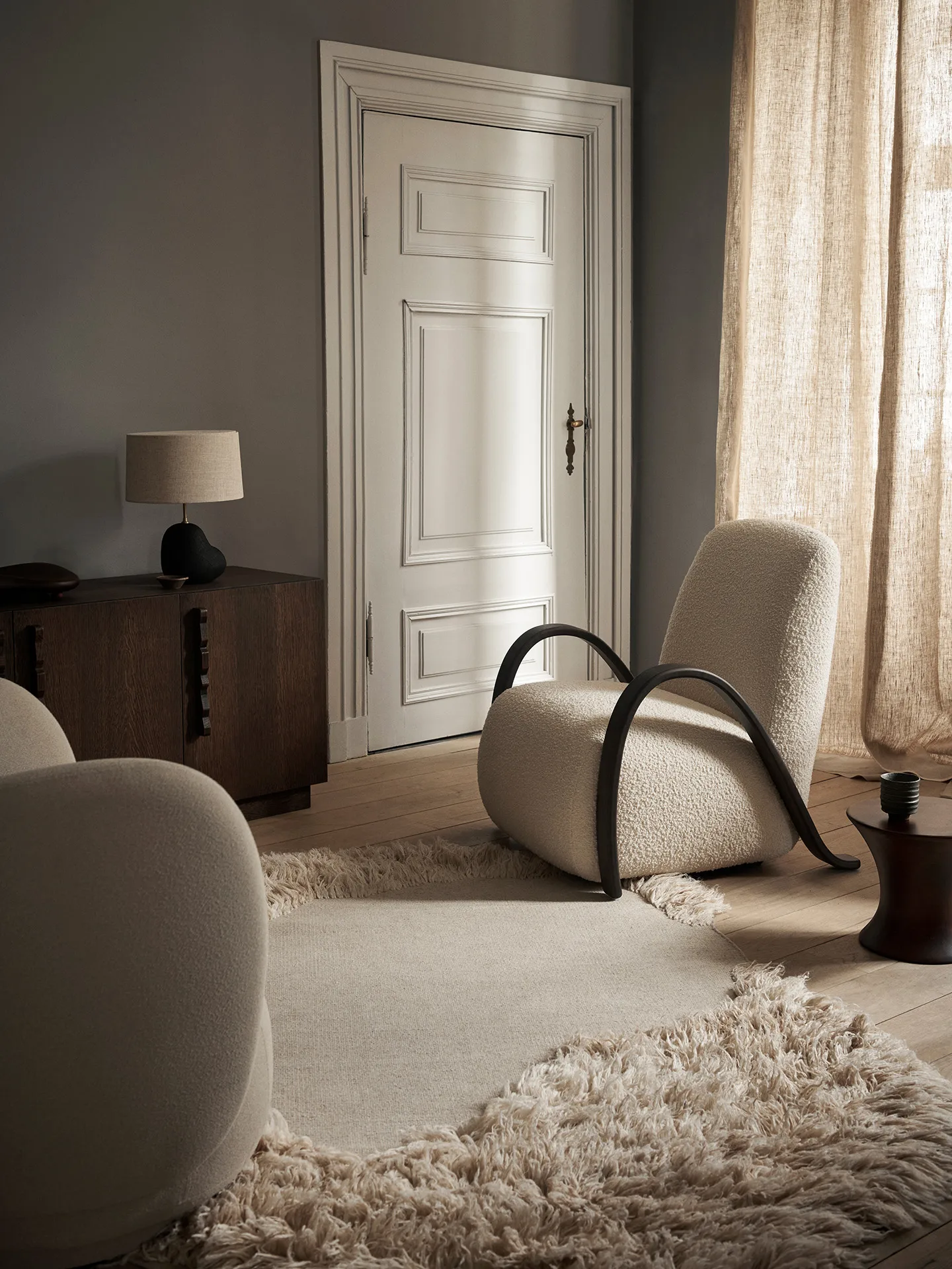 Buur lounge chair Nordic Bouclé, Off-white Ferm Living
