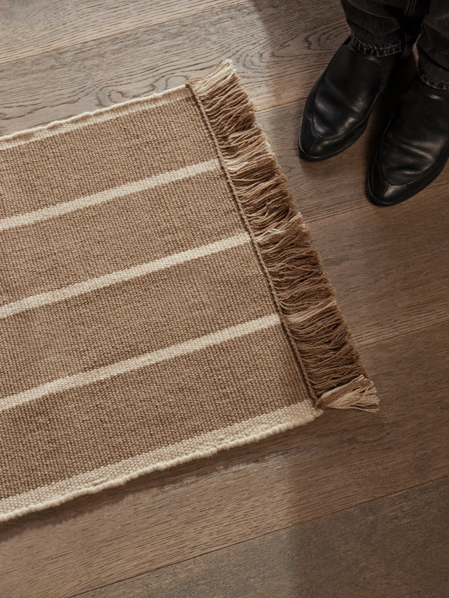 Calm kelim door mat, Dark Sand, Off-white, 50x70 cm Ferm Living