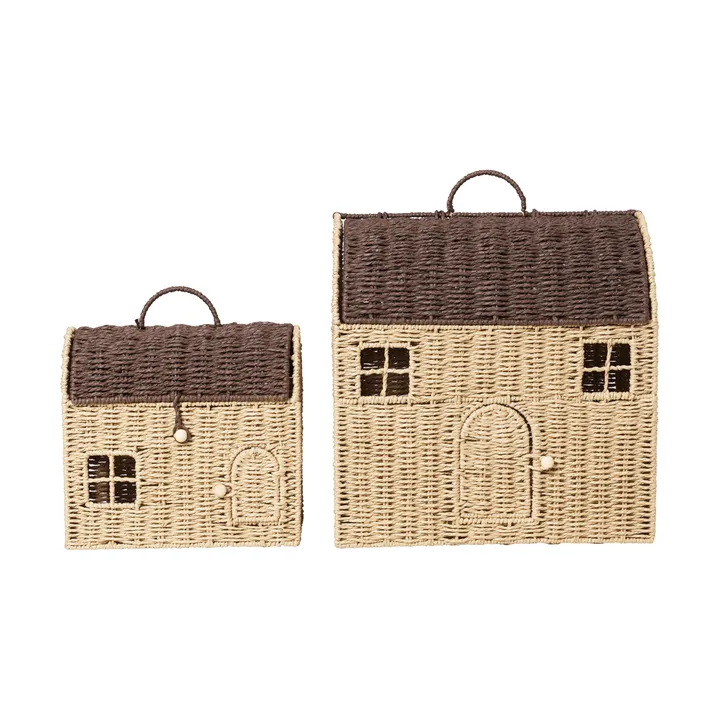 Casu house-shaped storage baskets, 2 pieces - Natural-dark brown - Ferm Living
