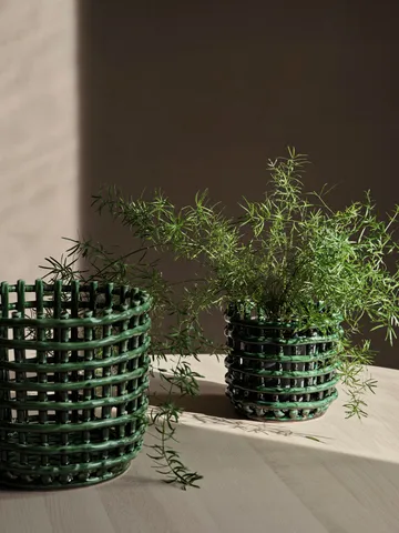 Ceramic braided basket Ø16 cm - Emerald Green - Ferm Living