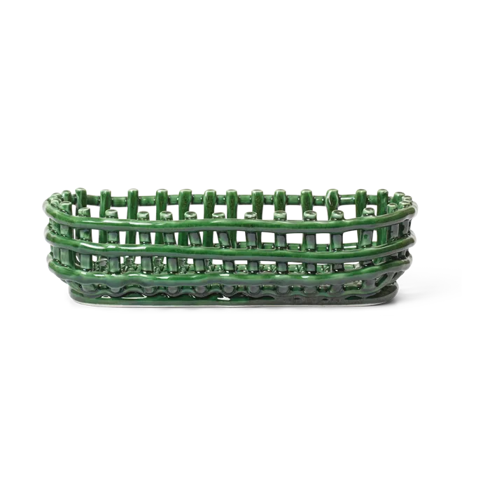 Ceramic plated basket oval 15x30 cm - Emerald Green - Ferm Living