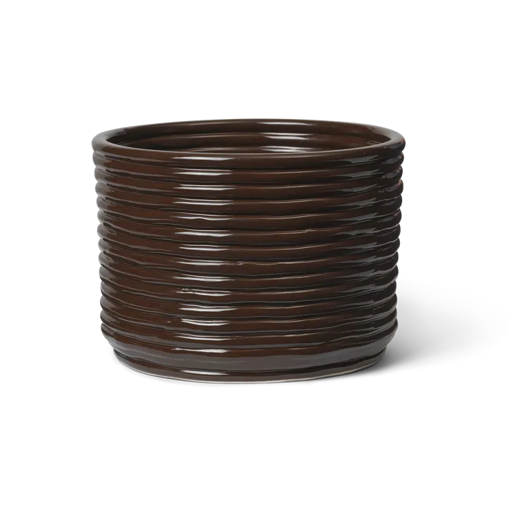 Corduroy flower pot Ø20x15 cm - Carob Brown - Ferm Living