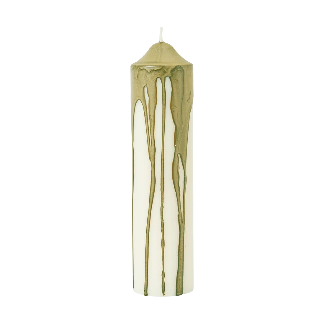 Drip pillar candle, Olive Green, 20 cm Ferm Living
