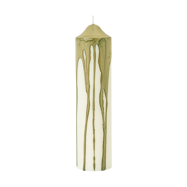 Drip pillar candle - Olive Green, 20 cm - Ferm Living