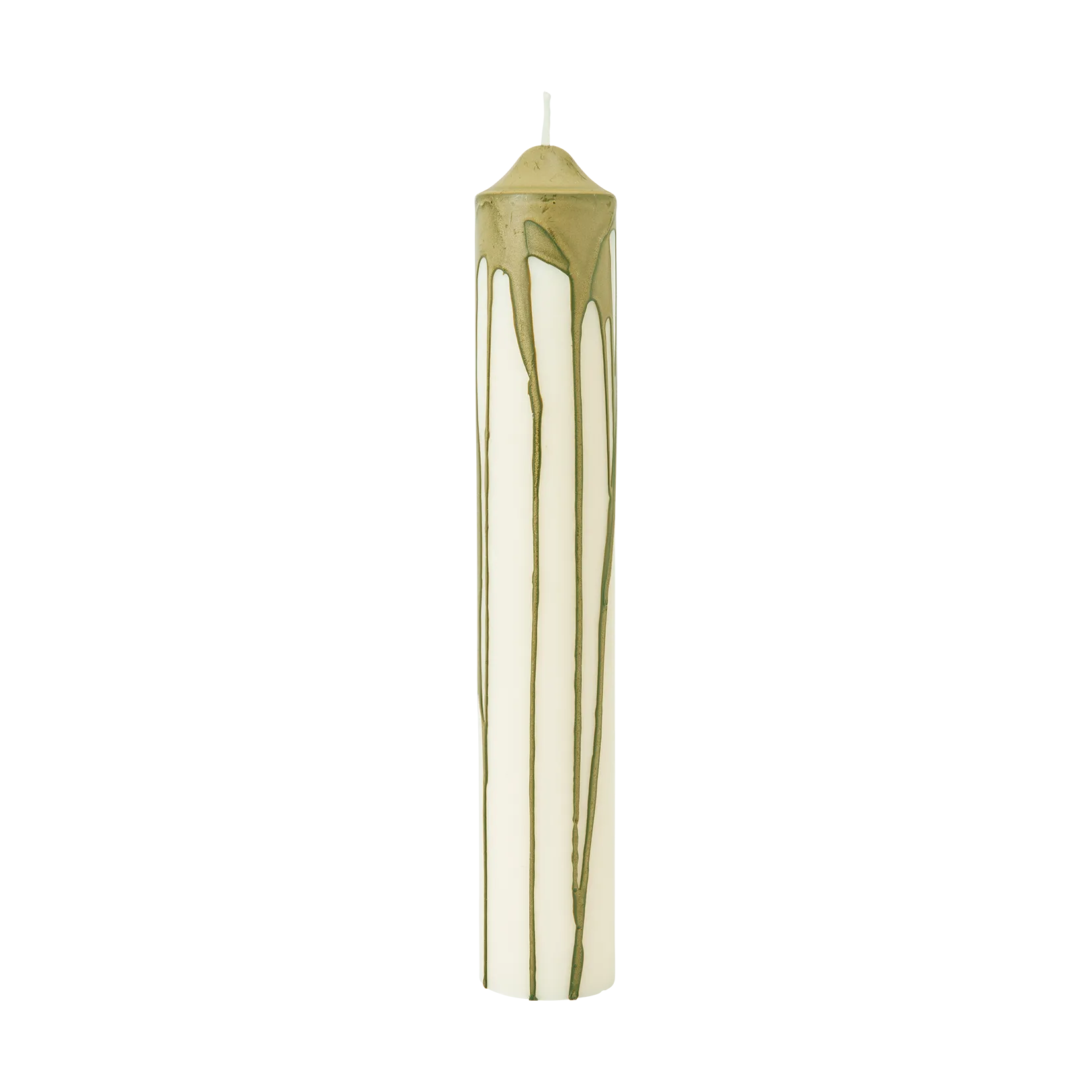 Drip pillar candle, Olive Green, 30 cm Ferm Living