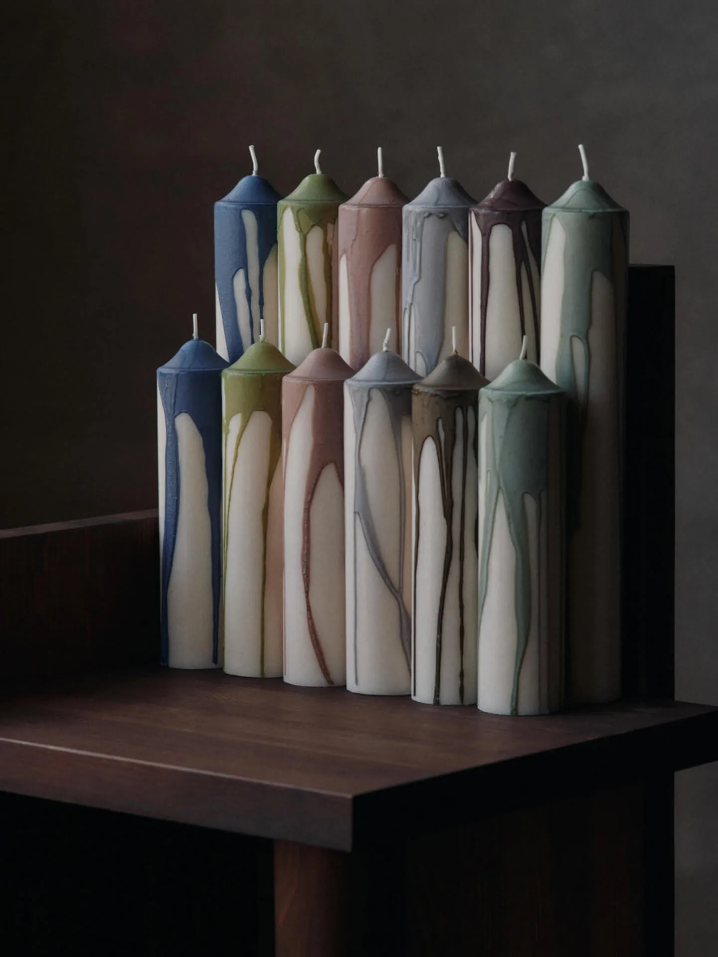 Drip pillar candle, Olive Green, 30 cm Ferm Living
