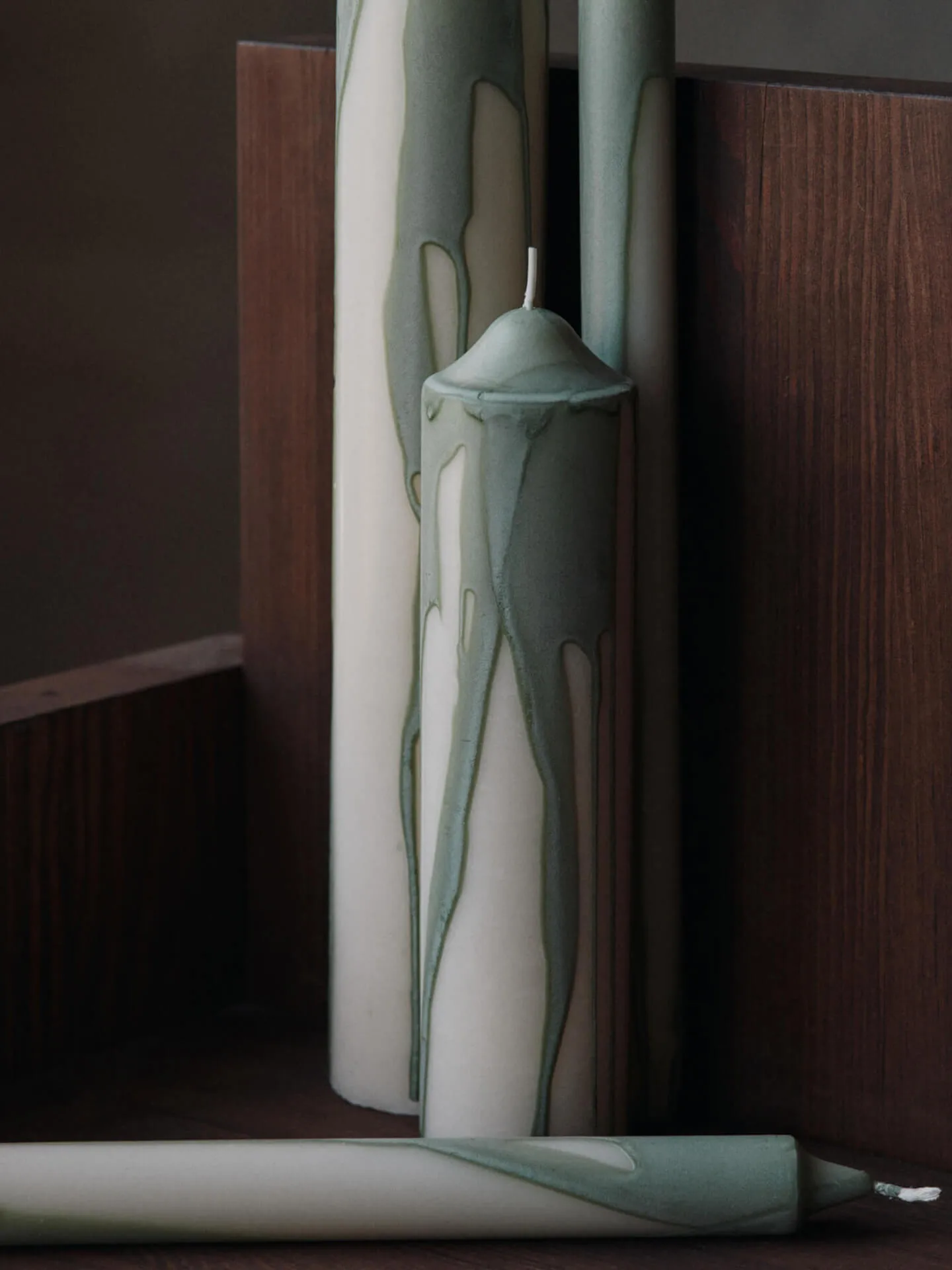 Drip pillar candle, Tea Green, 30 cm Ferm Living
