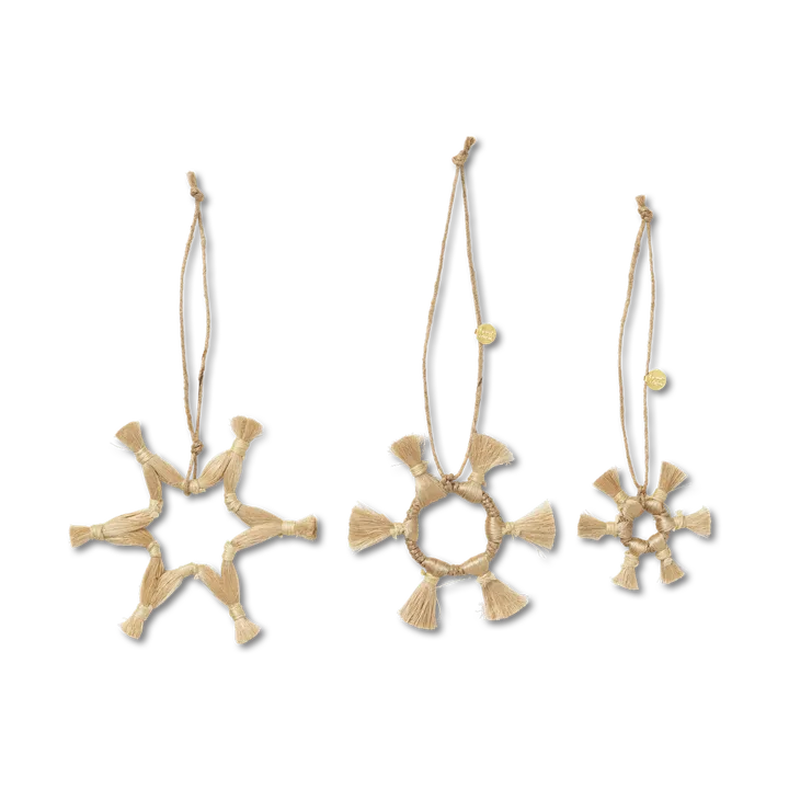 Ferm Living Jute Stars Christmas decoration 3 pieces - Natural - Ferm Living