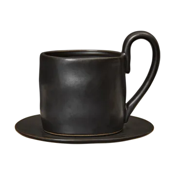 Flow mug with saucer 25 cl - Black - Ferm Living