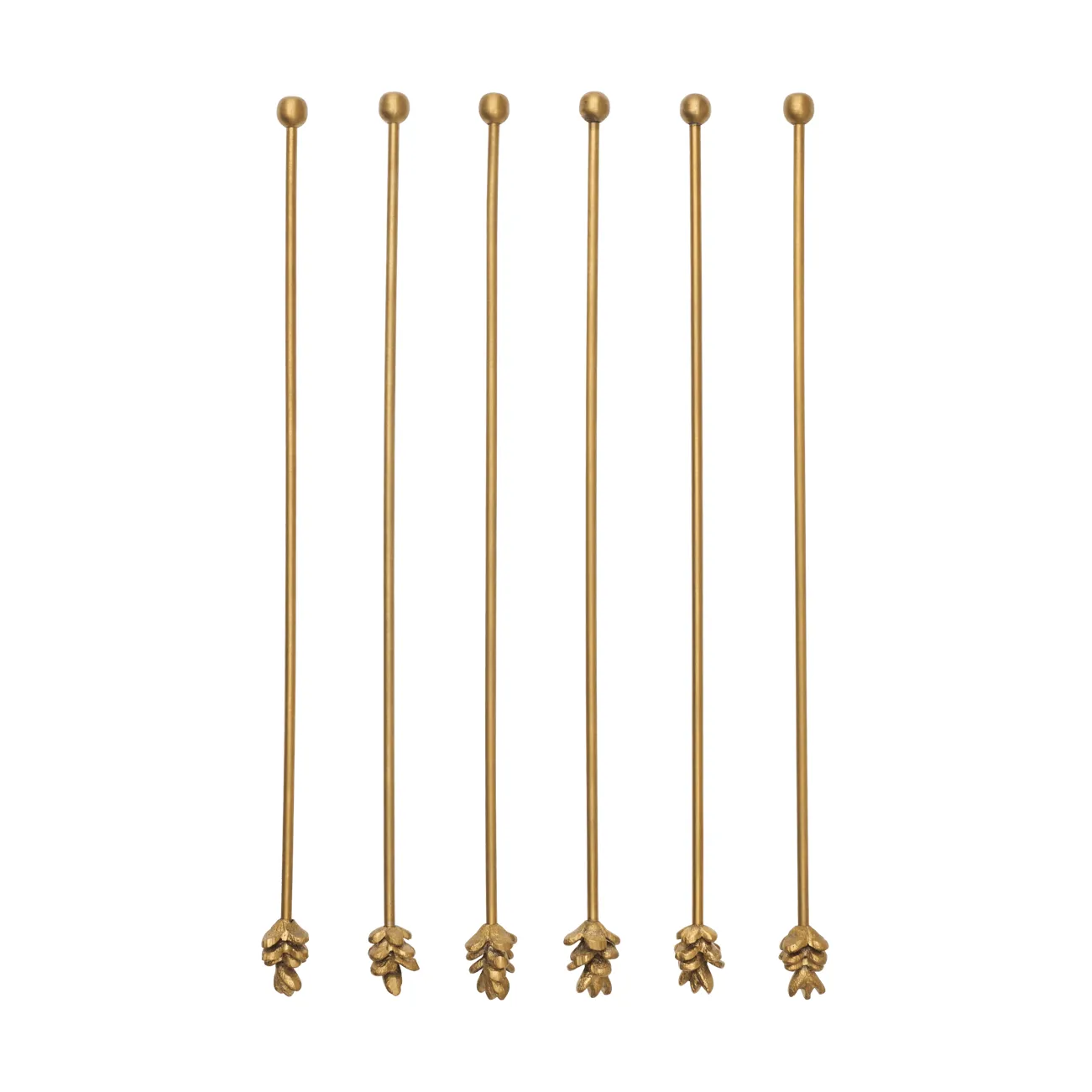 Forest drink stirrers 6-pack, Brass Ferm Living