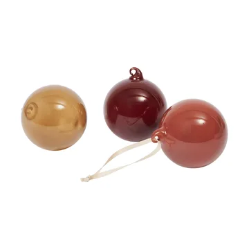 Glass bauble Christmas baubles M Ø8 cm 3 pieces - Roseate Opaque - Ferm Living