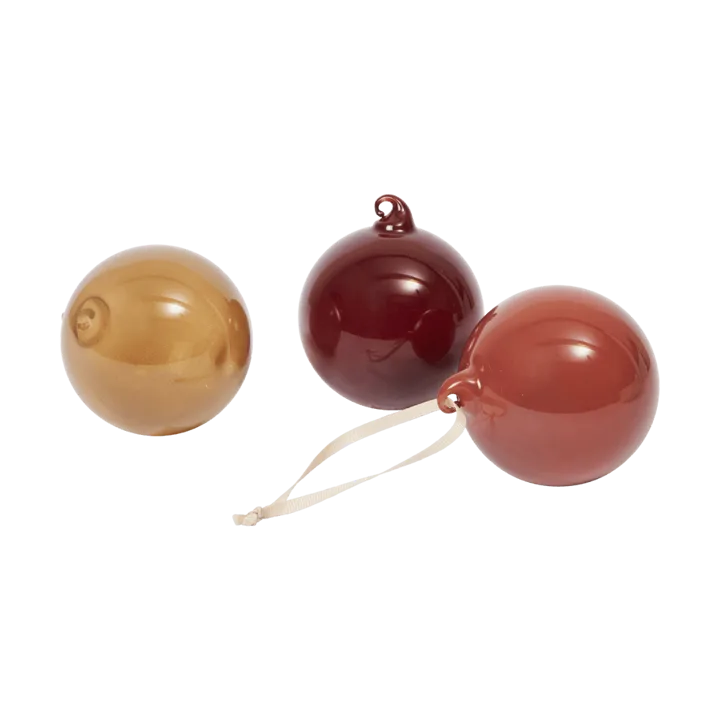 Glass bauble Christmas baubles M Ø8 cm 3 pieces - Roseate Opaque - Ferm Living