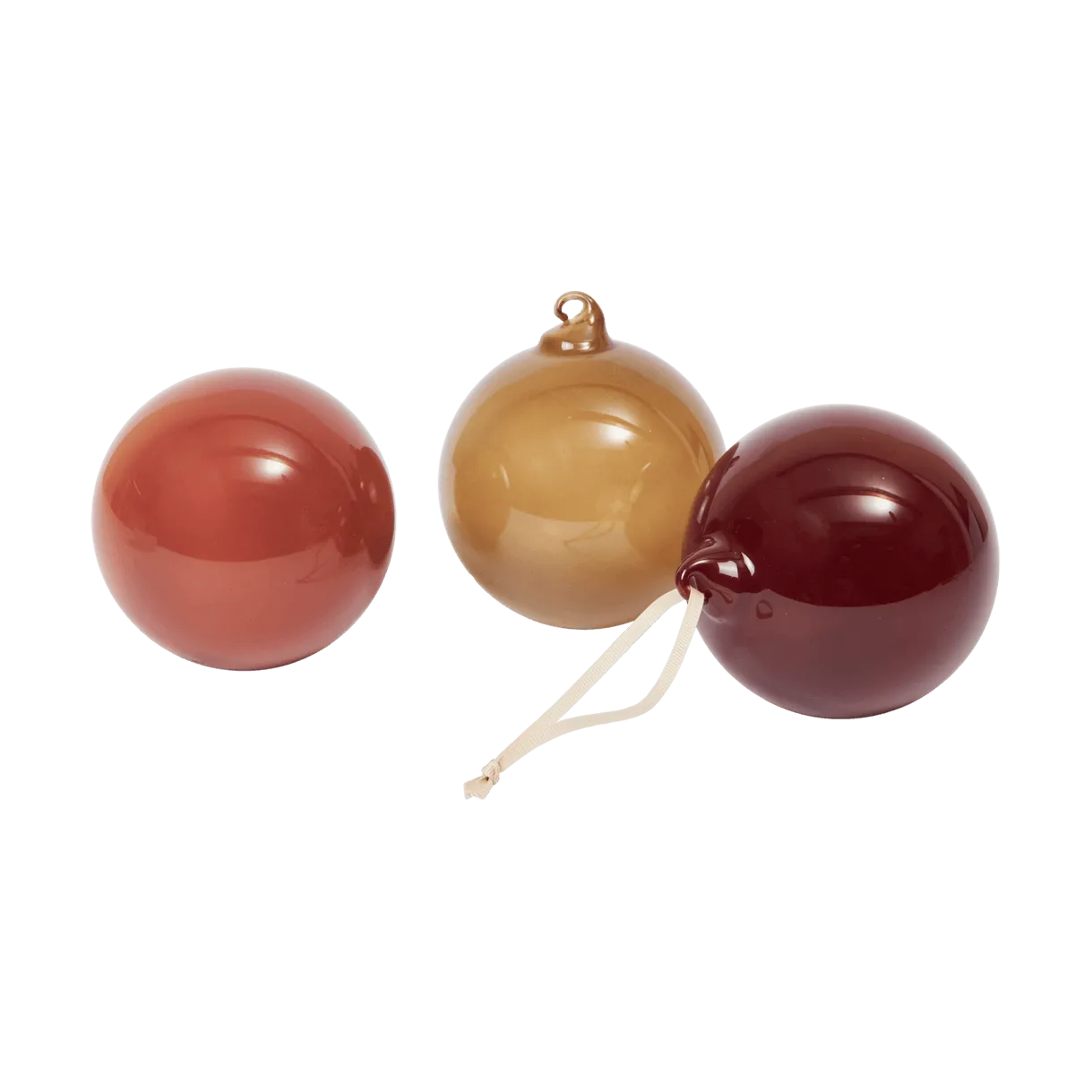 Glass bauble Christmas ornaments L Ø10 cm 3 pieces, Roseate Opaque Ferm Living