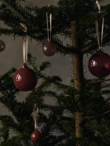 Glass bauble Christmas ornaments L Ø10 cm 3 pieces - Roseate Opaque - Ferm Living