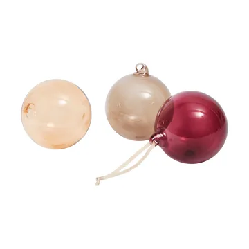 Glass bauble Christmas ornaments L Ø10 cm 3 pieces - Roseate Translucent - Ferm Living