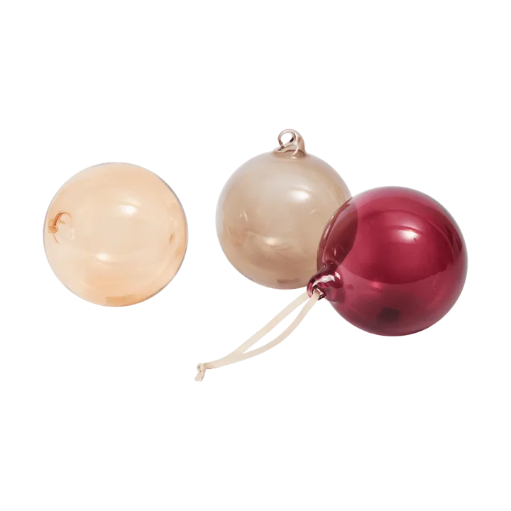 Glass bauble Christmas ornaments L Ø10 cm 3 pieces - Roseate Translucent - Ferm Living