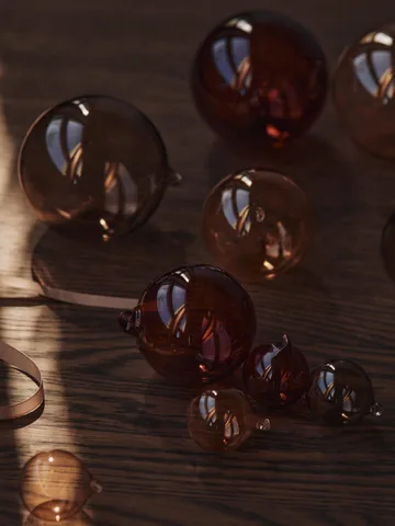 Glass bauble Christmas ornaments L Ø10 cm 3 pieces - Roseate Translucent - Ferm Living