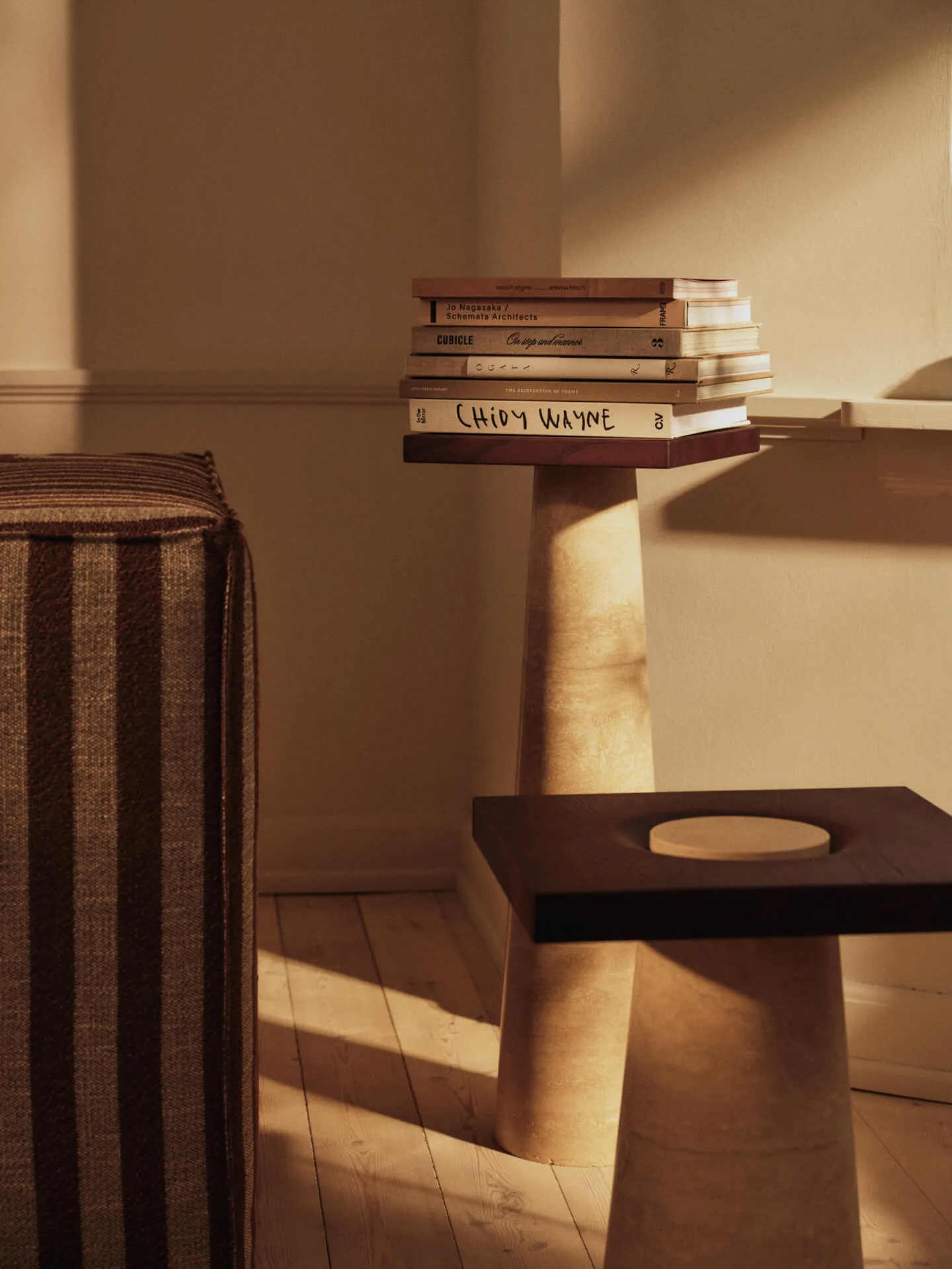 Grova side table, Travertine, 40x40x50 cm Ferm Living