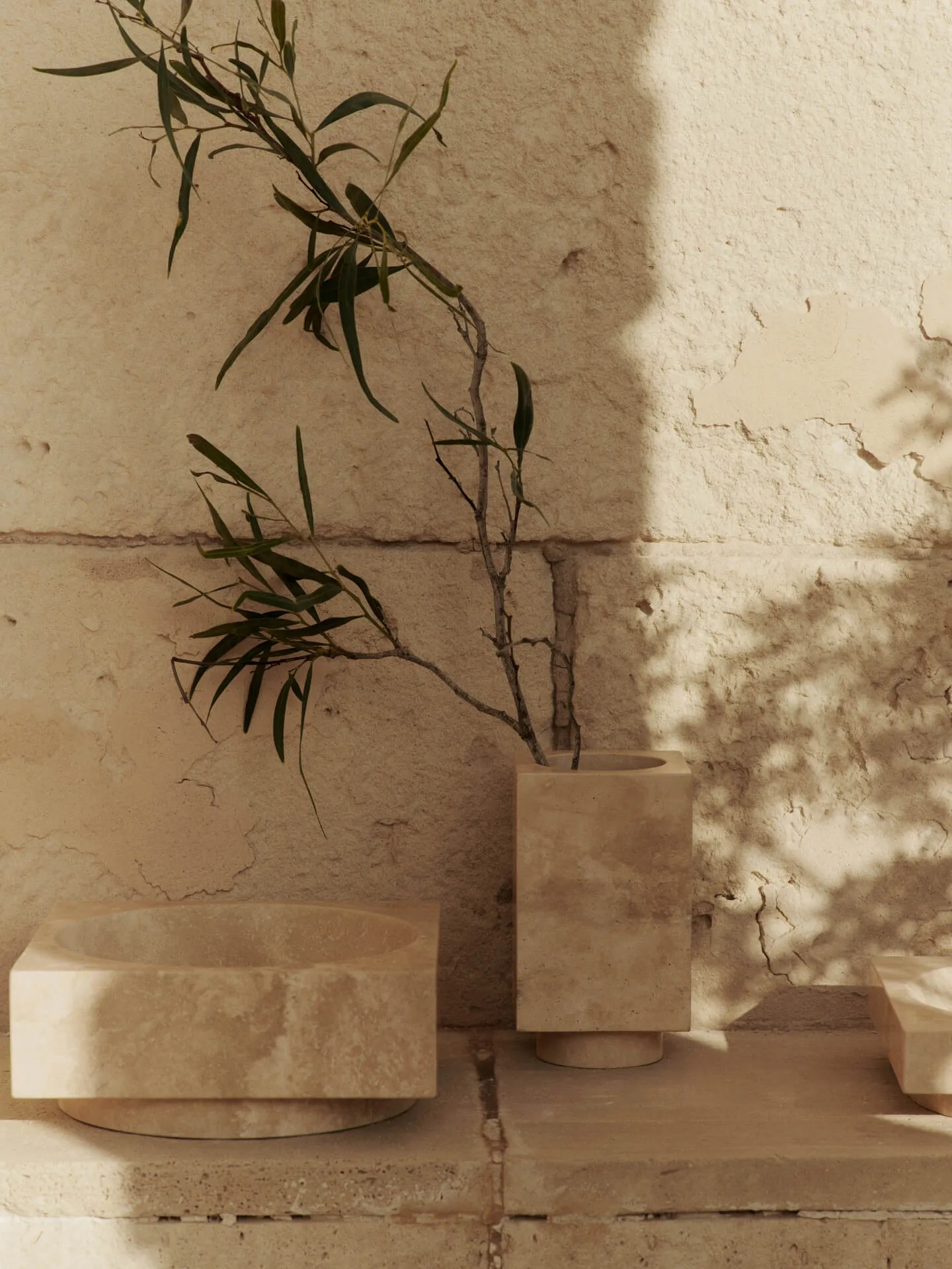 Hew decorative bowl high, Travertine Ferm Living