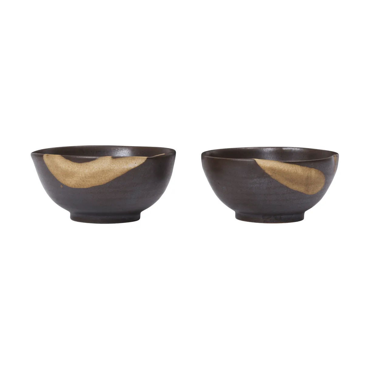 Koyo bowl 2-pack, Dark brown-buff, Ø8.5x4.5 cm Ferm Living