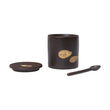 Koyo jar with spoon - Dark brown-buff - Ferm Living