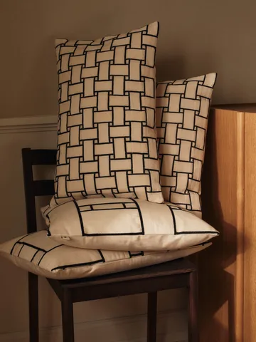 Lattice Offset cushion cover - Off-white-black, 40x60 cm - Ferm Living
