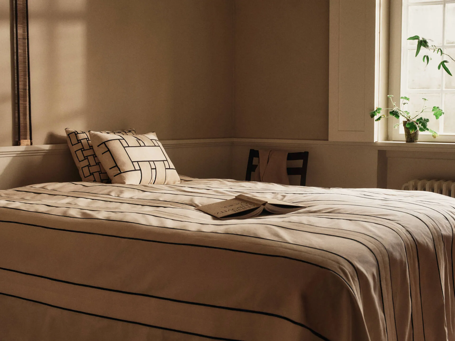 Lattice Offset cushion cover, Off-white-black, 40x60 cm Ferm Living
