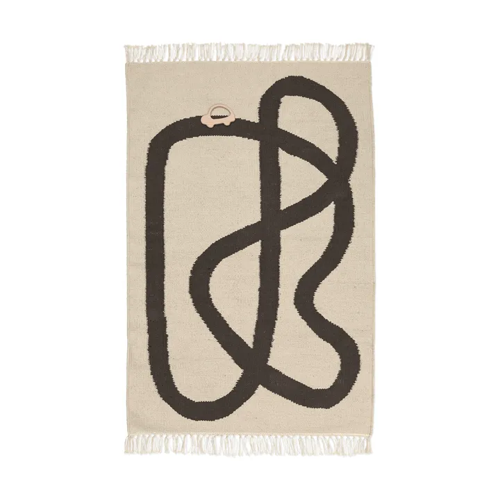 Line rug 70x105 cm - Off-white-Chocolate - Ferm Living