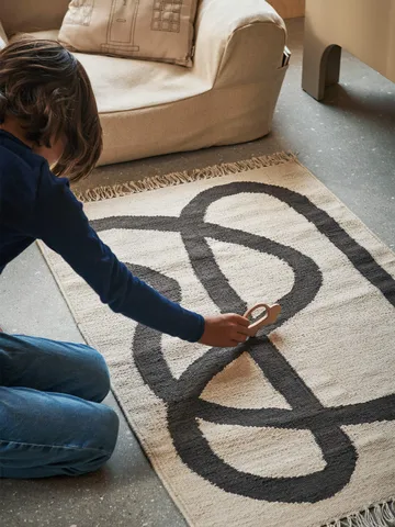 Line rug 70x105 cm - Off-white-Chocolate - Ferm Living