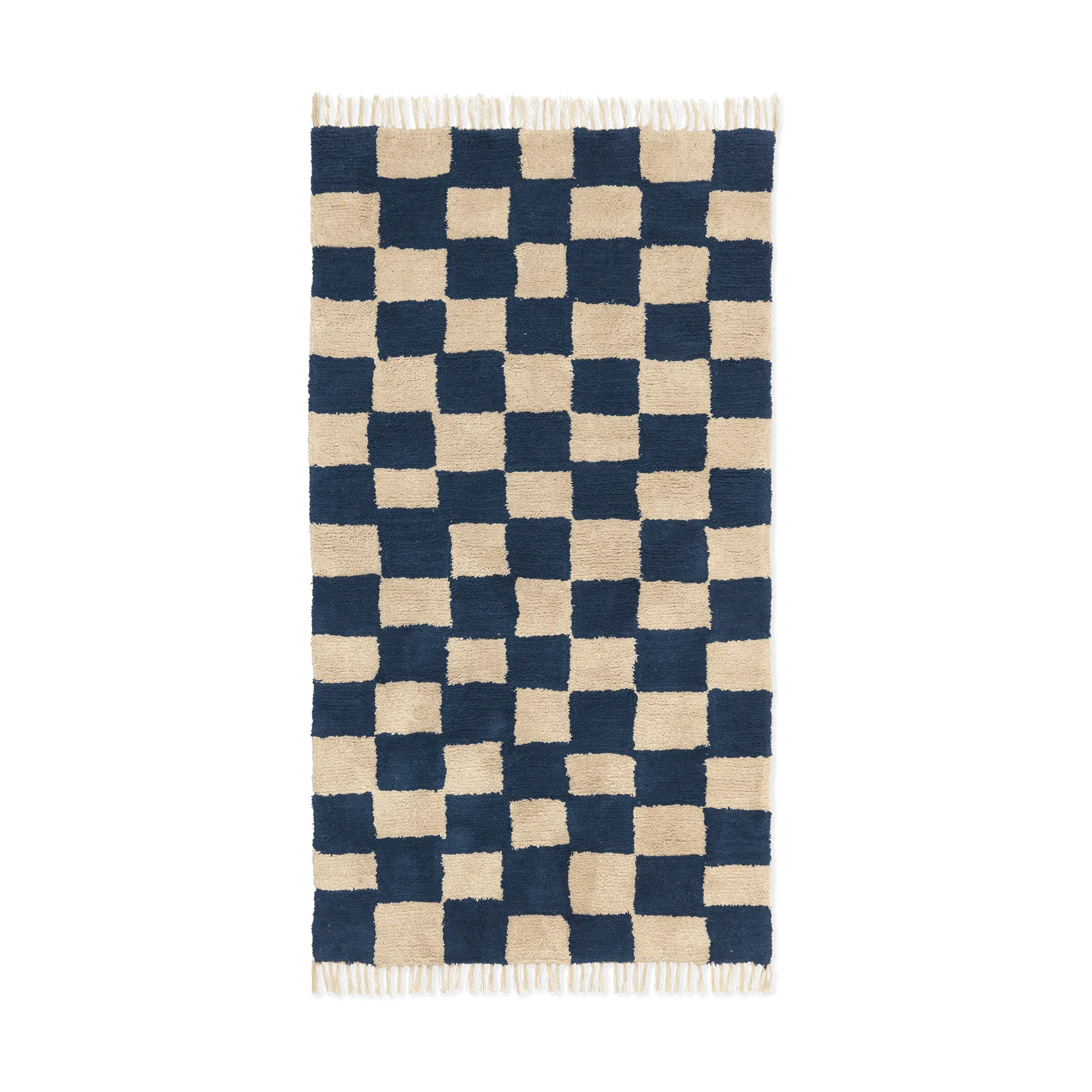 Mara cotton rug 80x150 cm, Deep Blue-Warm Sand Ferm Living