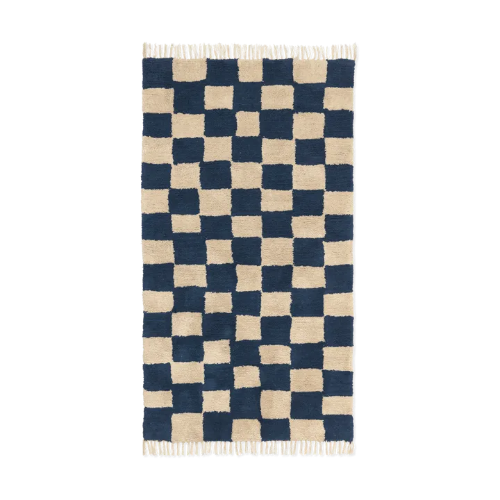 Mara cotton rug 80x150 cm - Deep Blue-Warm Sand - Ferm Living