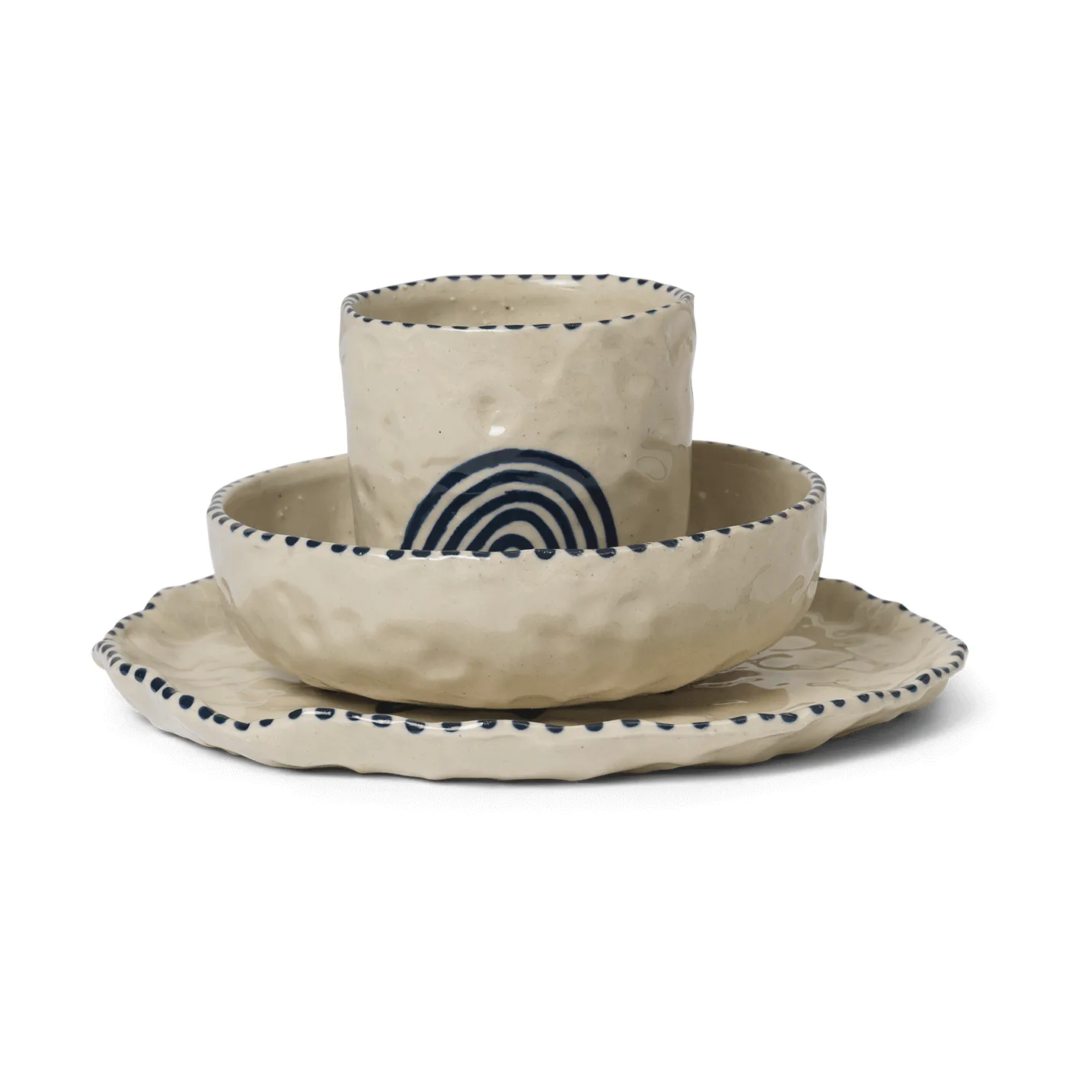 Naive children's dinnerware set 3 pieces, Deep blue Ferm Living