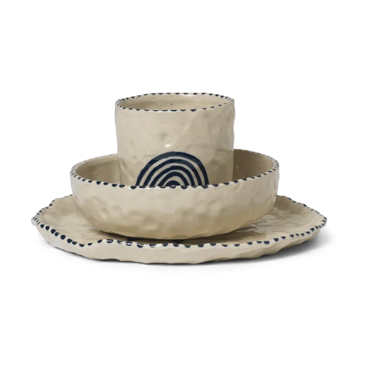 Naive children's dinnerware set 3 pieces - Deep blue - Ferm Living