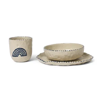 Naive children's dinnerware set 3 pieces - Deep blue - Ferm Living