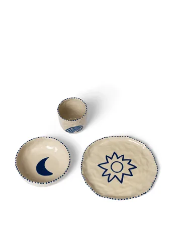 Naive children's dinnerware set 3 pieces - Deep blue - Ferm Living
