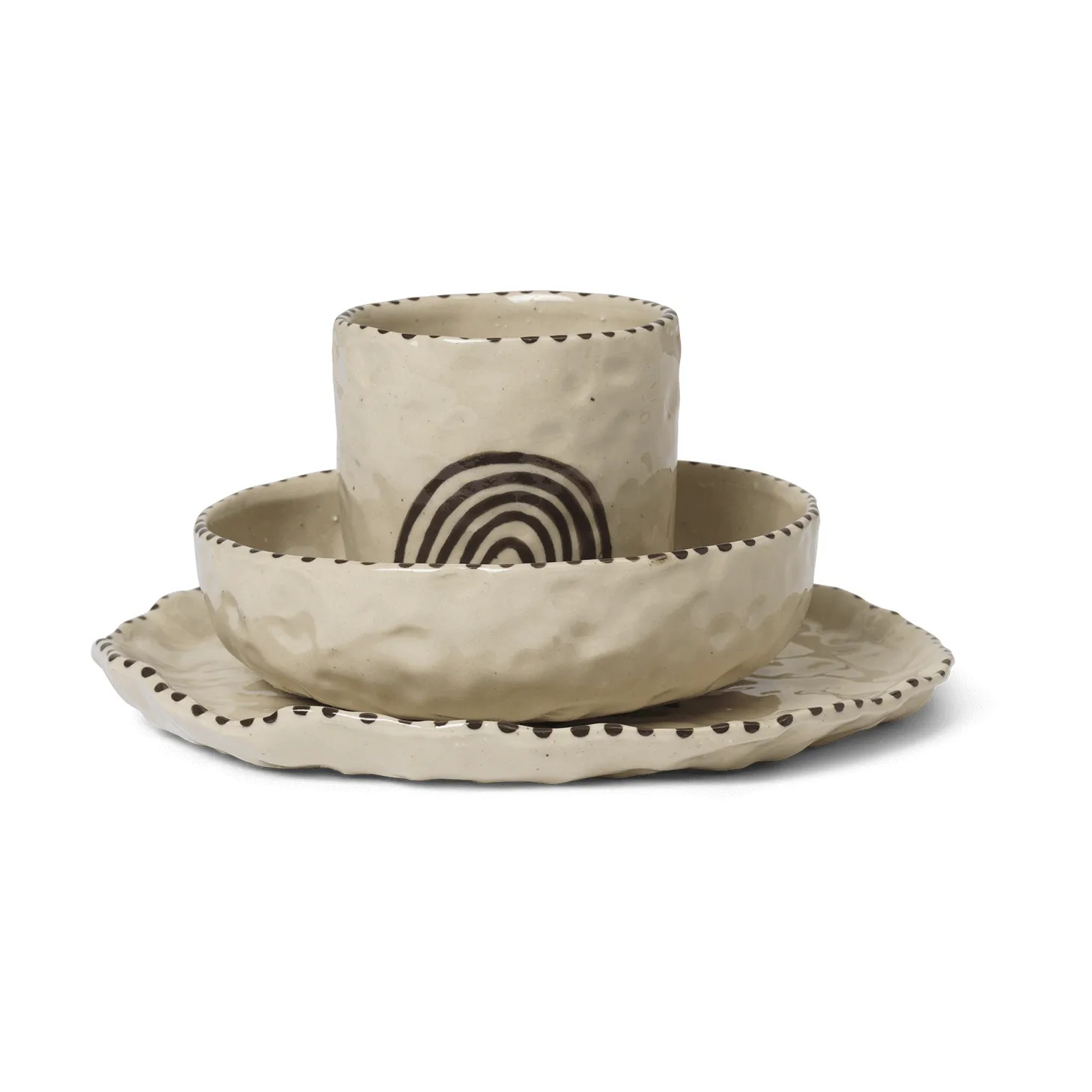 Naive children's dinnerware set 3 pieces, Red brown Ferm Living