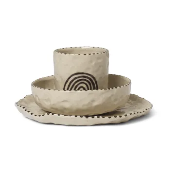 Naive children's dinnerware set 3 pieces - Red brown - Ferm Living