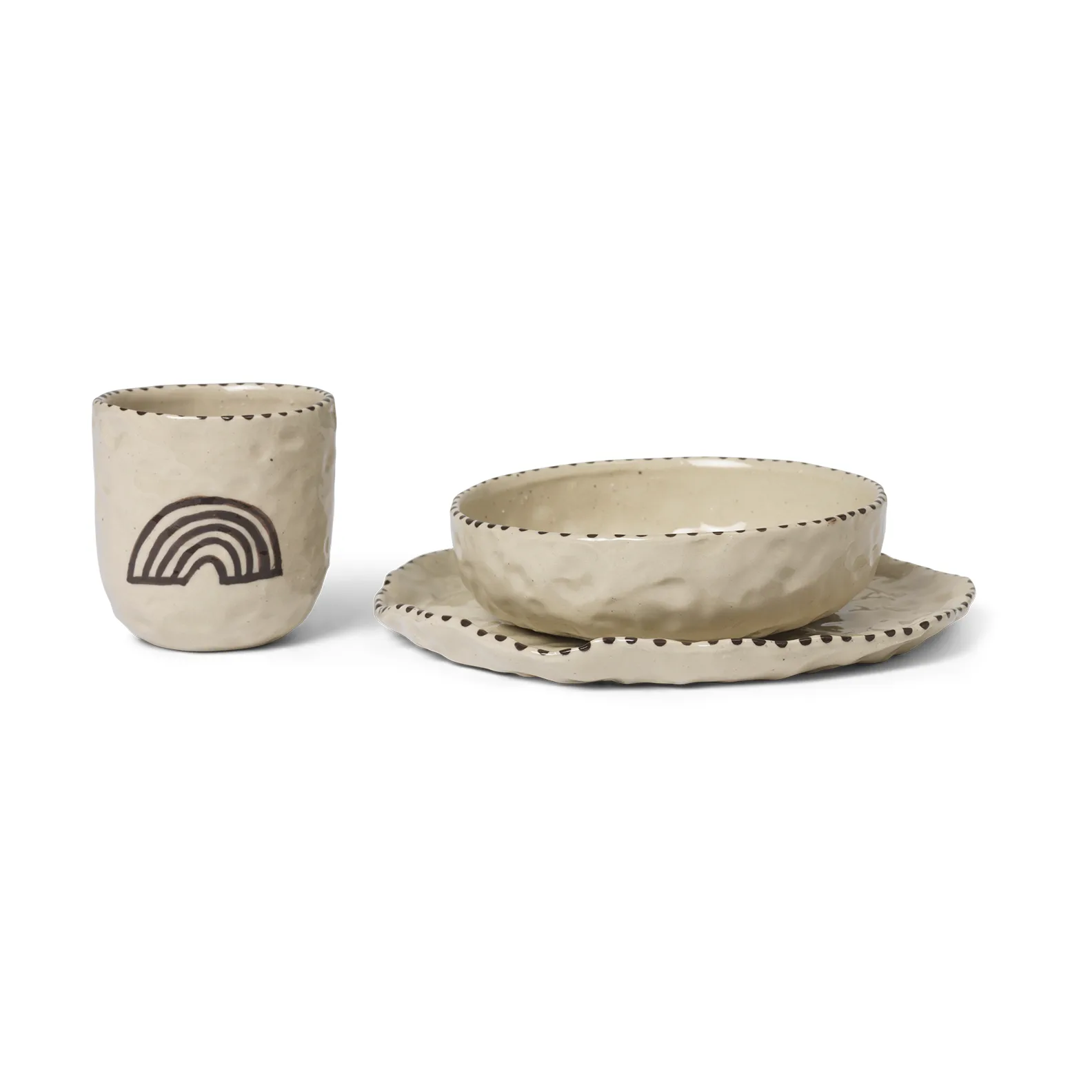 Naive children's dinnerware set 3 pieces, Red brown Ferm Living